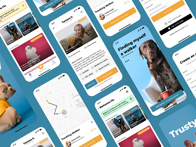Trusty - Dog Walking App product design prototyping ui ux