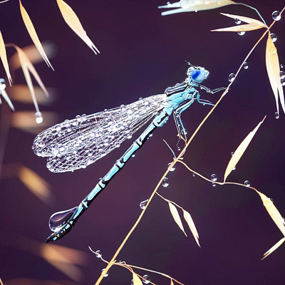 Dragonfly 3D 3d animal cgi cinema 4d cute design dragonfly graphic design illustration insect nature octane plant purple rain redshift rendering