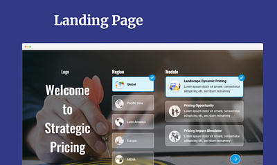 Landing Page with selections landing page module selection product design region selection ui uiux