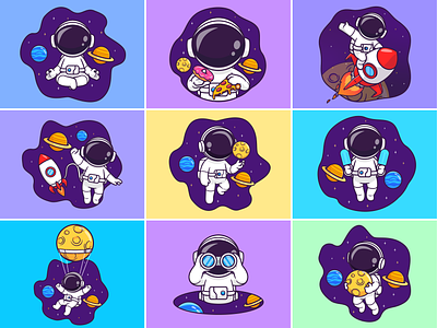 Love in space🧑🏻‍🚀🚀🪐 astroman astronaut astrosuit ball character cute earth eating flat flying food ice cream icon illustration logo moon planet rocket saturn space