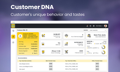 Customer DNA UI customer customer view dashboard design product design ui uiux