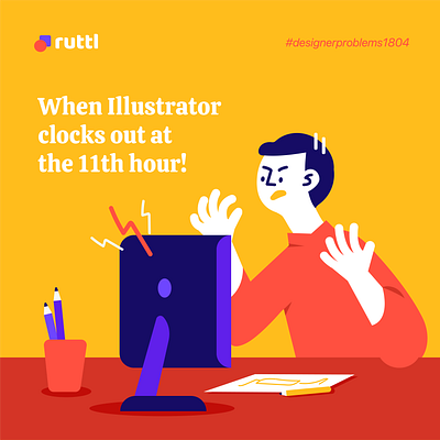 When Illustrator clocks out at the 11th hour! agency branding collaboration tool dribbble graphic design graphic designer illustration illustrator marketing photoshop ruttl social media ui user experience ux ux design web design web designers web designing yellow