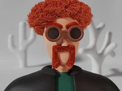 Redhead Character with cool mustache 3d 3d art 3d design blender blendercycles character character design cute glasses graphic design illustration leather mustache redhead stylized sunglasses texture
