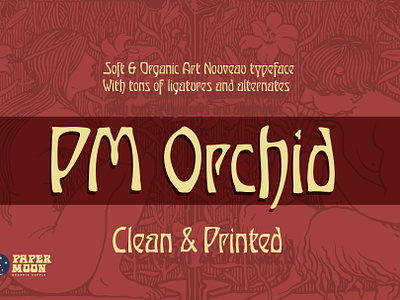 PM Orchid Art Nouveau Typeface art deco art nouveau branding design font graphic design psychedelic retro type design typeface typography vintage