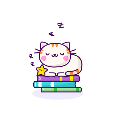 Power nap adobe cc adobe illustrator cartoon cartoon character cartoon illustration cat character cute character cute illustration cuteart flat design illustration kawaii kawaii art sleep star vectot wacom wacom tablet