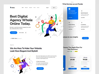 Agency website landing page : home page ui agency agency website business home home page homepage illustration landing landing page landingpage madhu mia minimal product designer ui uiux visual design web page webpage website website design