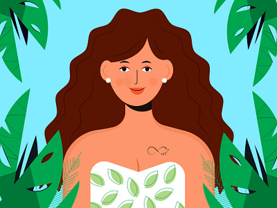 Jungle.WavyHairs.Tatoo animation branding design girl girlhairs hairs illustration jungle logo minimal tatoo typography ui ux vector wavyhairs