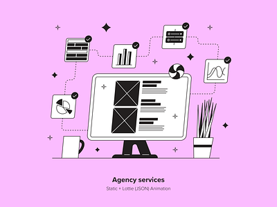 Agency services 2d agency animation case study design digital illustration json kapustin lottie outline project services studio vector web work