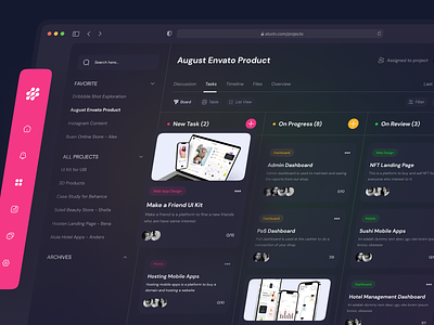 Aturin - Project Management Dashboard card clean design dashboard dashboard manager design management project manager task manager ui ui design uiux