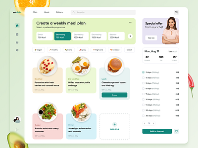 Healthy Food Planner app delivery desktop food mobile service ui ux