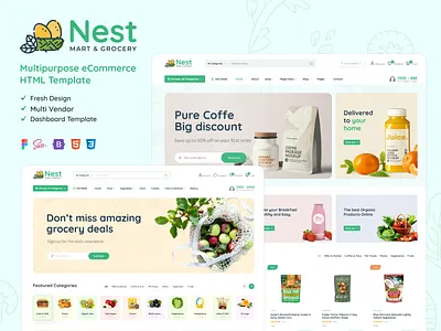 Nest - Multipurpose eCommerce HTML Template supermarket grocery