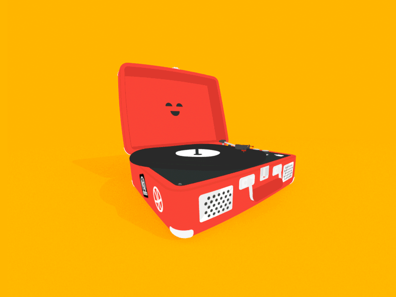 Turntable animation flat illustration loop minimal motion graphics music smile turntable vinyl