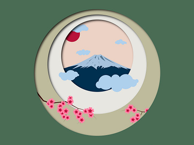 Fuji - paper cutout effect vector