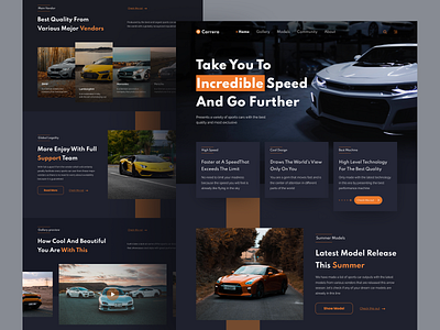 Sports Car Hoemapge auto automobile car cars homepage landing page landingpage sports car ui uiux ux vehicles web web design website