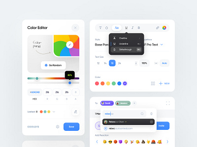 Messenger + Editor Cards UI app cards clean components dashboard design design system edit editor interface messenger minimal project management social tab ui ui design ux web web design