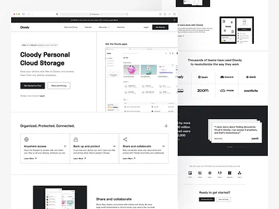 Cloody - Cloud Storage Landing Page app clean cloud computing dashboard design flat landing page layout storage ui