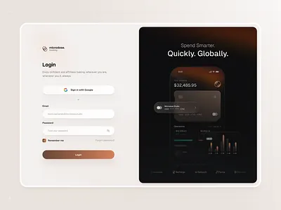 Onboarding Screen - FinTech Experience animation bachanek create account dashboard email kamil key visual login microdose mobile app password saas sign in sign up sso