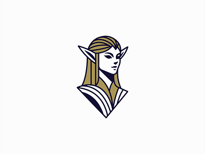 Elegant Elf Logo branding character design elf emblem fantasy gaming icon identity illustration lines logo magical mark sports story symbol vector warrior