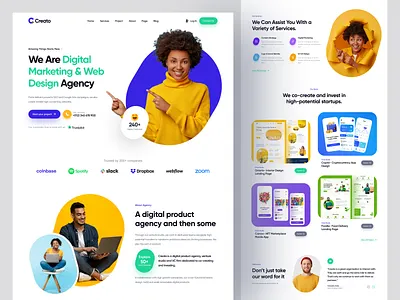 Creato - Digital Creative Agency Landing Page agency clean colorful design digital agency digital marketing hero landingpage psd template studio typography ui design ui ux website