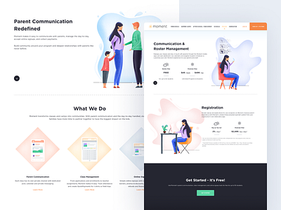 Moment child clean colors communication design education illustration landing page minimal moment parent pricing simple teacher typography ui ux web