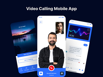 Video Calling Conference App Design app app ui design calling app chat app clean app ui cloud meeting communication ios app meeting mobile app mobileapp on boarding online meeting schedule trending video call video call app video chat video conference web design