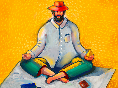 Meditation for piece character illustration love meditation peace picknick shine smile sun