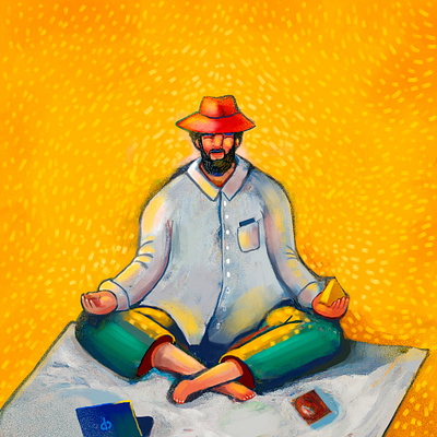 Meditation for piece character illustration love meditation peace picknick shine smile sun