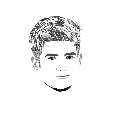 Vector Portrait in Black & White ai art black white boy creative design face guy hair illustration illustrator minimal portrait simple style vector young