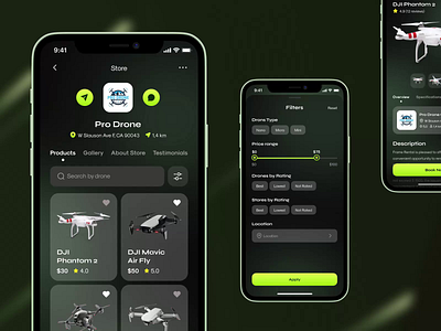 QuadRent. Search and rent exactly the drone you need app booking cards catalog checkout dashboard design details drone filters ios learning map mobile quadrocopter rent tutorial ui ux