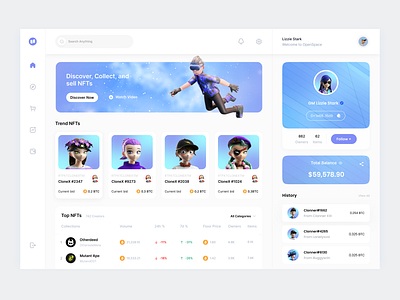 Dashboard NFT Marketplace - OpenSpace bitcoin btc cryptoart cryptocurrency dashboard design product eth etherium exploration nft nft marketplace nfts ui ux