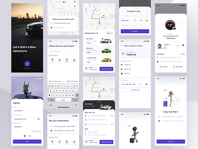 Car Rental App animation app booking branding car dashboard data design galaxyweblinks icon illustration landing page logo payment rental ride ride app ui vector web app