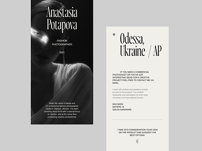 Anastasia Potapova concept photographer typography ui web design