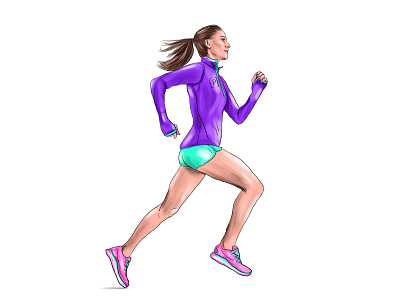 illustration art artwork design drawing girl illustration picture run sport