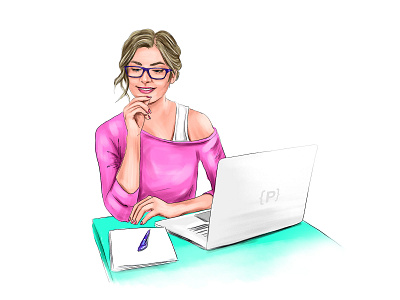 illustration art artwork design drawing girl illustration laptop picture