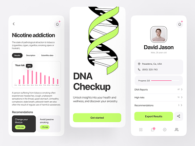 DNA Checkup Mobile App android android app app app design design ios ios app iphone material mobile mobile app mobile app design mobile ui ui uiux user experience user interface ux