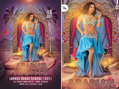 Arabic Nights Belly Dancing Flyer arab arabian arabic artist belly dancer belly dancing dancing eve evening event flyer live performance night orient oriental print school shish show template