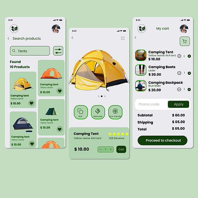 E-commerce app design branding camping design e commerce figma mobileapp ui