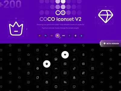 COCO Iconset - V2. Freebie ( +200 Free Icon ) 3d kit icon icon design icon set iconography icons icons pack icons set iconset illustration pack kit minimal ui ui kit user