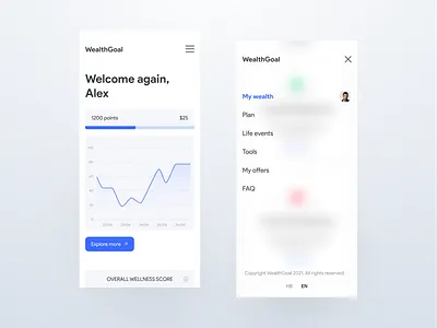 Wealth Website Mobile View banking clean design finance gradient minimal mobile motion service simple statistics ui ux web