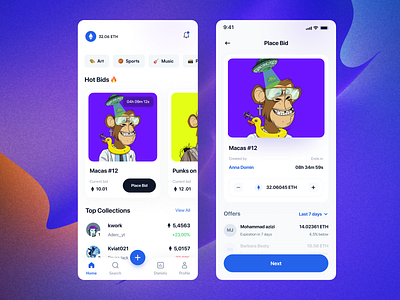 NFT App acrypto app app app design application branding creative crypto cryptocurrency design illustration mobile mobile app design mobile design nft nft app nft mobile ui uiux uix ux