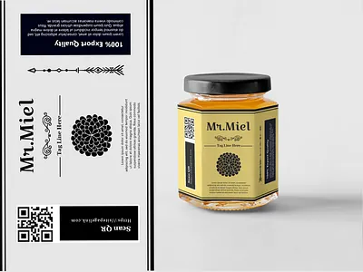 Mr.miel Honey Jar Label Design branding design flat graphic design label logo minimal product label