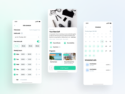 Calls booking | YourCoach booking calendar call calls time ui ux