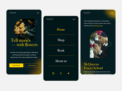 McQueens Flowers branding flower flower shop green homepage ui ux visual website yellow