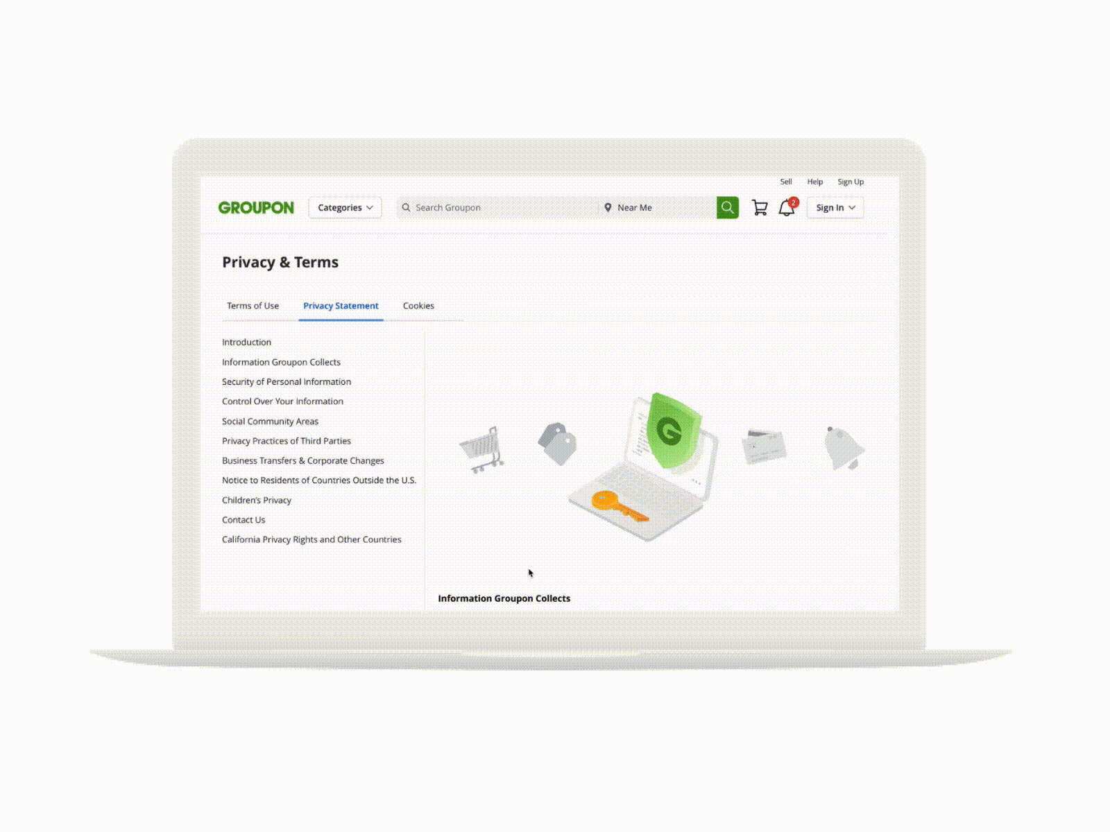 Groupon Privacy & Terms Illustrations illustration