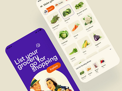 Grocery Mobile App e commerce food order fresh fruit groceries grocery grocery app grocery list grocery store grocery store app m commerce marketplace organic product design app shopping shopping app store app supermarket vegetable vegetable app