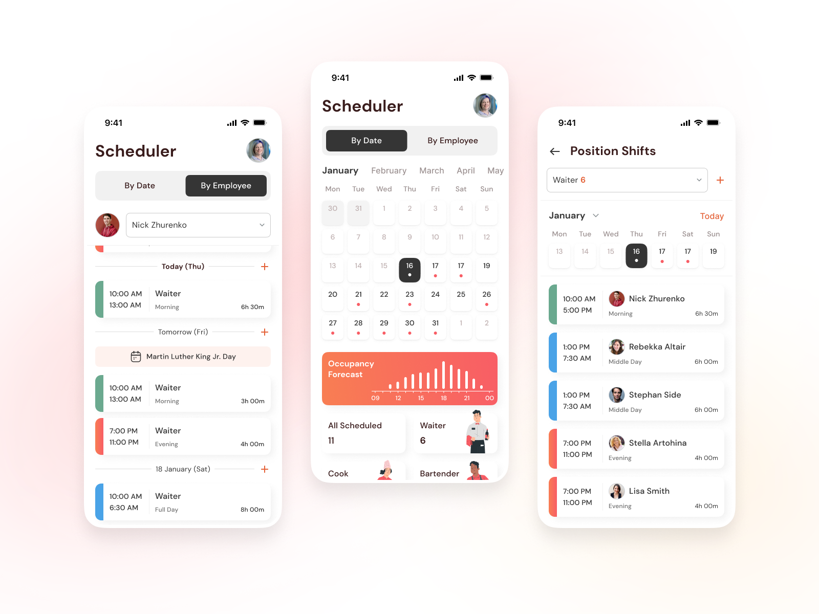 Schedule mobile app for a restaurant by K&Z Design on Dribbble