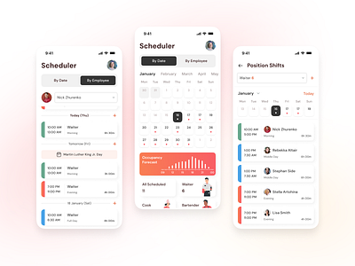 Schedule mobile app for a restaurant calendar hr light mobile app restaurant schedule shifts staff time management ui ux