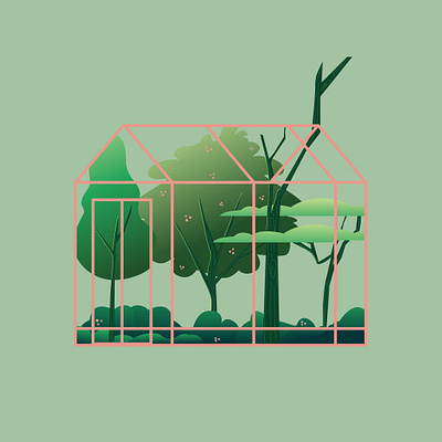 07. Treehouse colorful green illustration illustrator minimal tree treehouse vector