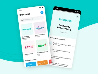 Concept design for Dutch insurance company app company design digital insurance interpolis mobile reversed ui ux
