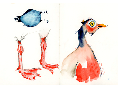 neighbors birds illustration park sketch summer watercolor